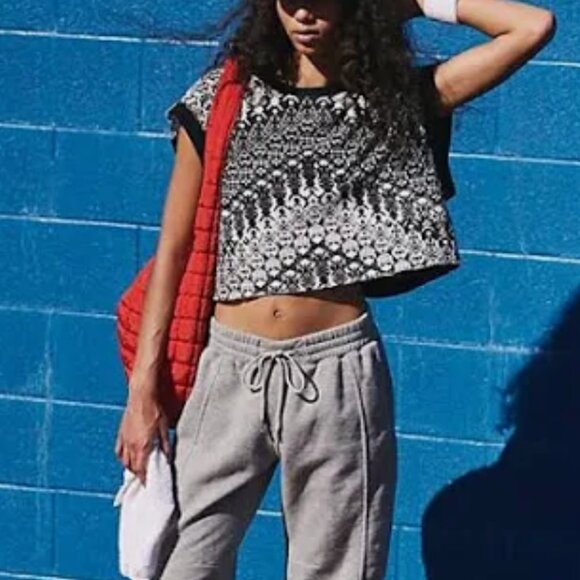 Free People Tops - NWT Free People My Time Printed Tee in Black Geo Combo